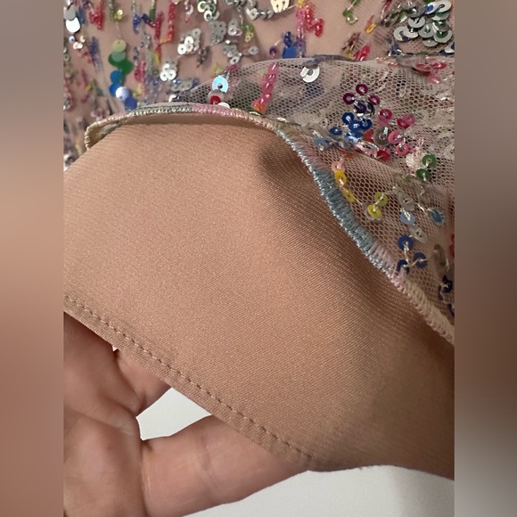 Milly LIKE NEW Kristina Confetti rainbow sequin blingy scallop hem mini skirt -6 - Picture 9 of 16